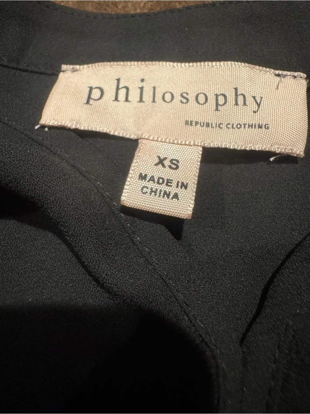 Philosophy Black V-Neck Cap Sleeve Blouse
